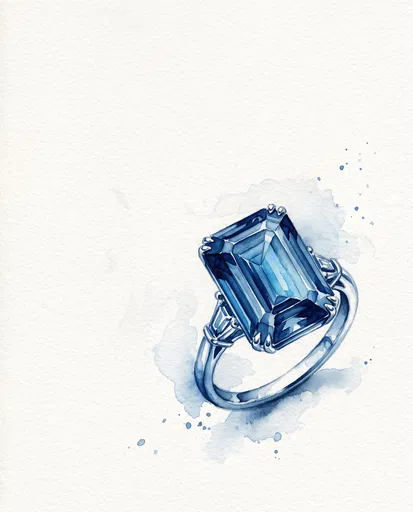 Watercolor Blue Sapphire Ring Illustration