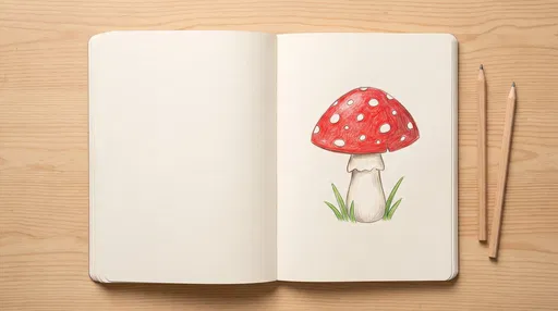 Sketchbook With Red Mushroom Drawing