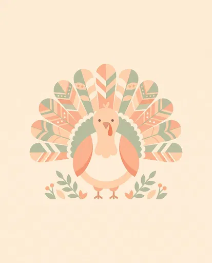 Minimalist Pastel Thanksgiving Turkey Illustration