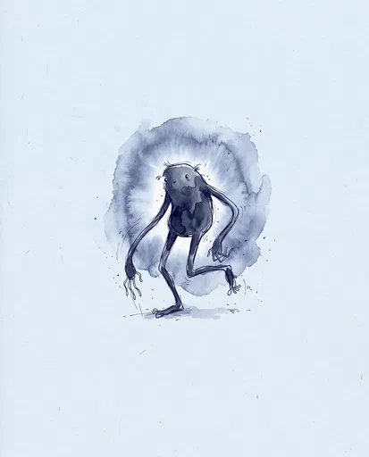 Whimsical Watercolor Shadow Monster Illustration