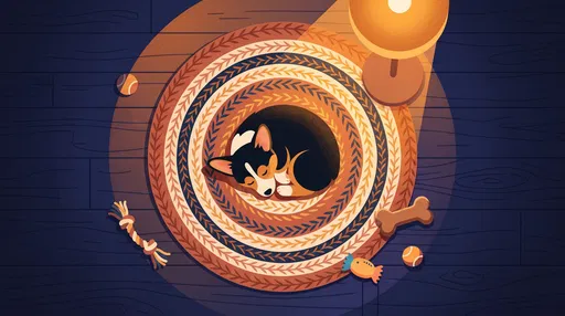 Overhead Illustration of Sleeping Corgi Puppy