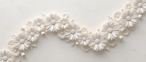 White Porcelain Daisy Blossoms Flat Lay