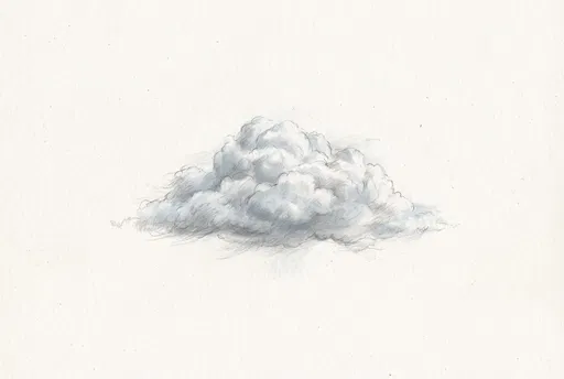 Graphite and Pastel Cumulus Cloud Illustration