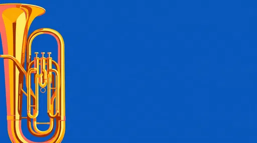 Graphic Illustration of Brass Euphonium on Blue