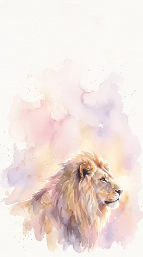 Pastel Watercolor Lion Profile Illustration