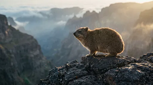 Rock Hyrax on Mountain Crag at Dawn