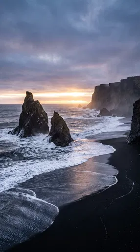 Iceland Black Sand Beach at Dawn