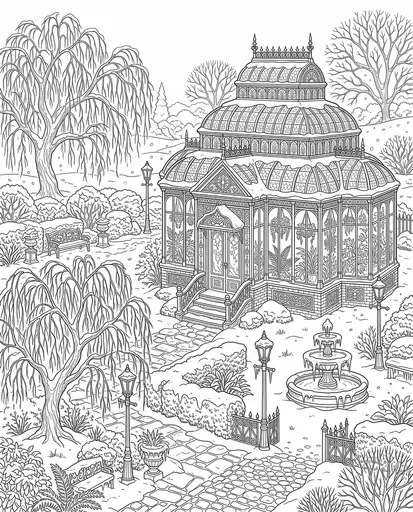 Victorian Conservatory Winter Garden Coloring Page