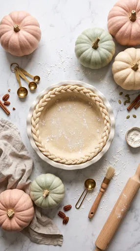 Pastel Thanksgiving Pie Baking Flat Lay