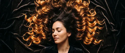 Woman With Caramel Wavy Hair On Velvet