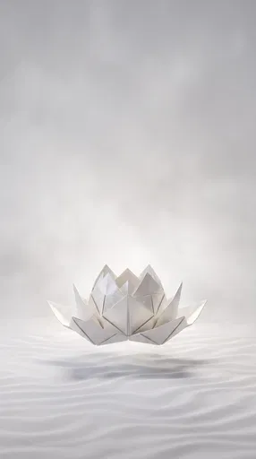 Floating White Origami Lotus Render