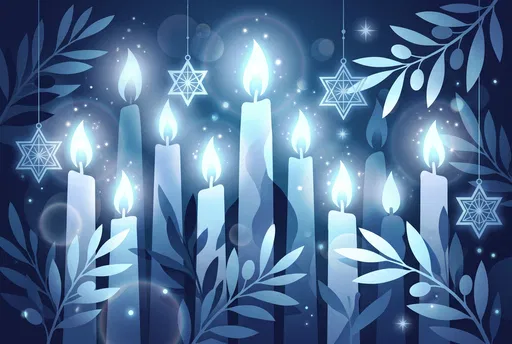 Glowing Blue Hanukkah Candles Illustration