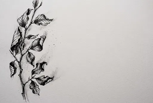 Ink Drawing of Autumn Beech Branch