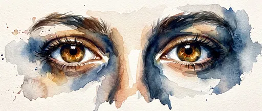 Watercolor Painting of Expressive Brown Eyes