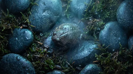 Wet Rain Frog on Mossy Stones