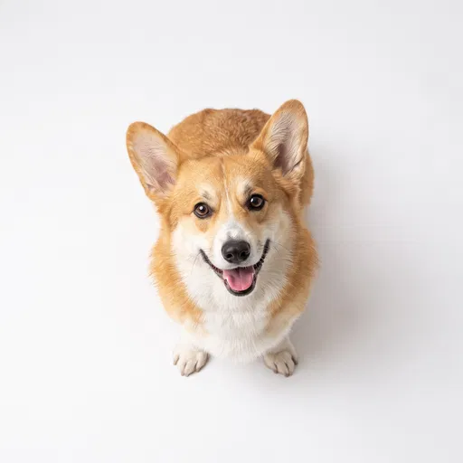 Overhead Portrait of Smiling Corgi Dog