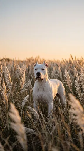 Dogo Argentino in Golden Hour Grass
