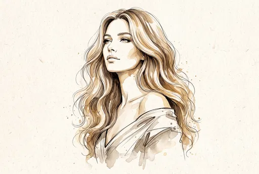 Watercolor Fashion Illustration of Blonde Woman
