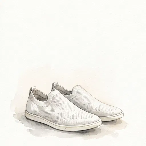 Watercolor White Knit Slip-On Shoes