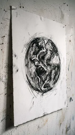 Charcoal Sketch of Earth Pinned to Wall
