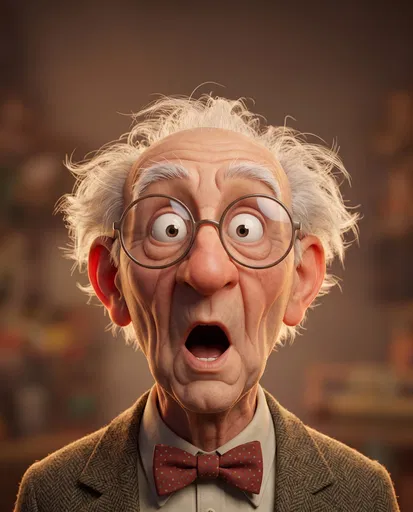 Surprised 3D Older Gentleman Portrait