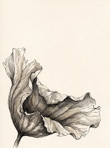 Botanical Ink and Wash Withered Leaf