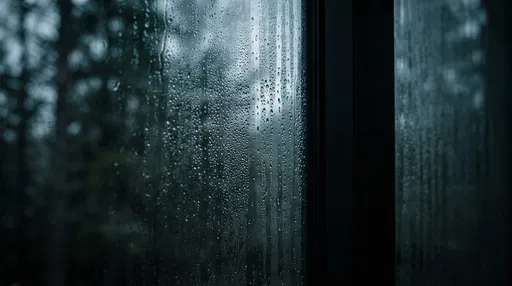 Moody Condensation on Dark Window Pane