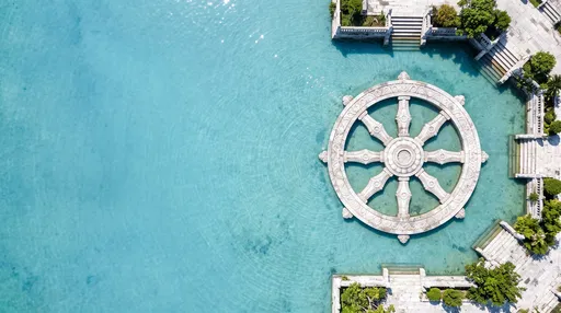Aerial View of Stone Dharma Wheel
