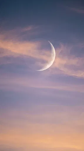 Crescent Moon in Pastel Dawn Sky