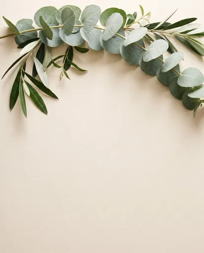 Dewy Eucalyptus and Olive Branch Flat Lay