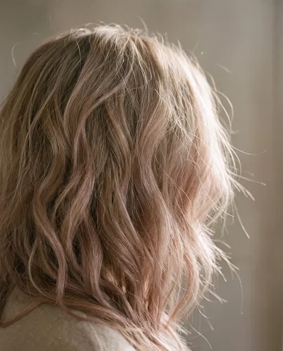 Backlit Tousled Sandy Blonde Wavy Hair