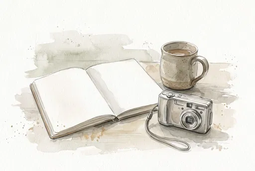 Watercolor Camera Sketchbook and Mug