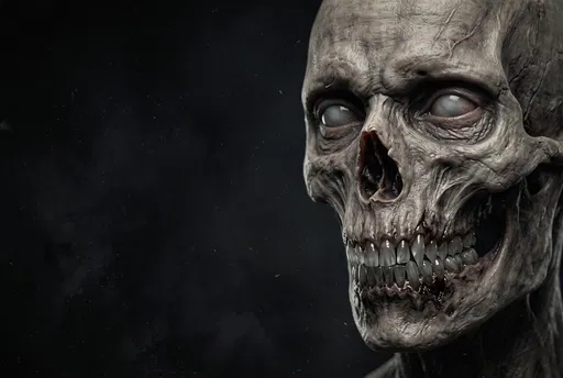 Creepy Desiccated Ghoul Face With Copy Space
