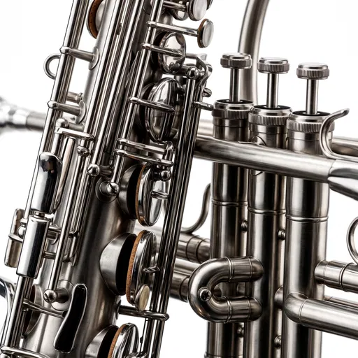 Chrome Saxophone and Trumpet Macro Detail