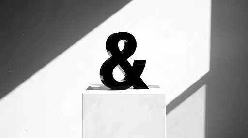 Glossy Black Ampersand on White Pedestal