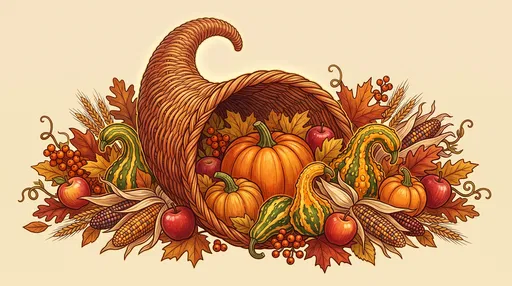 Autumn Harvest Cornucopia Clipart Illustration