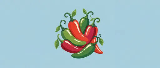 Flat Illustration of Red and Green Peppers