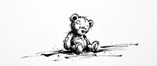 Black Ink Scruffy Teddy Bear Drawing