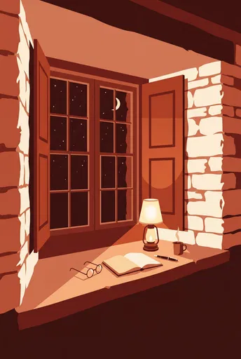 Terracotta Window Sill at Night