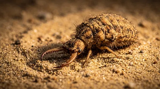 Macro Shot of Antlion Larva on Sand