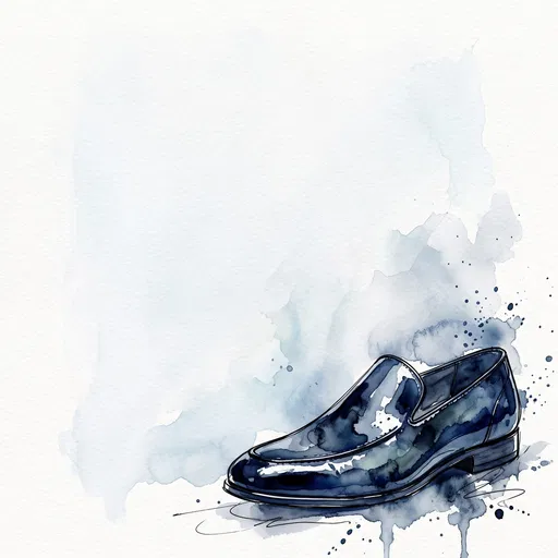 Midnight Blue Loafer Watercolor Illustration