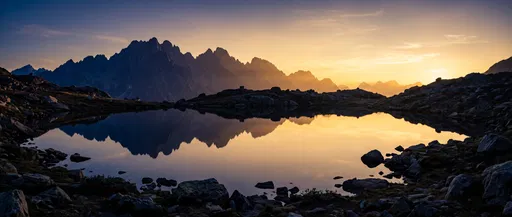 Alpine Tarn Reflection at Sunset