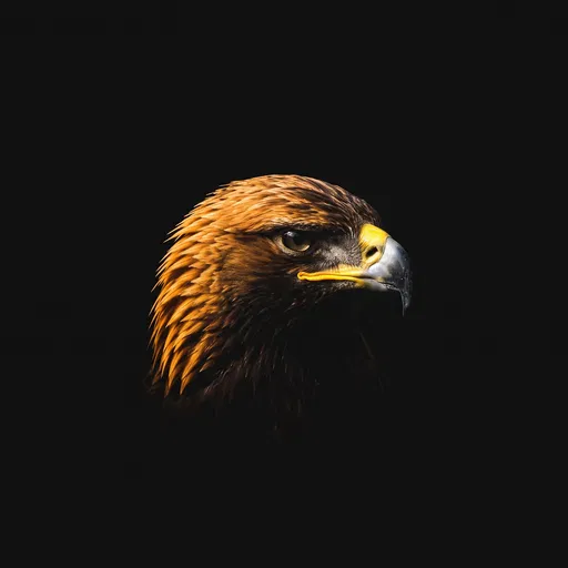 Golden Eagle Portrait on Black Background