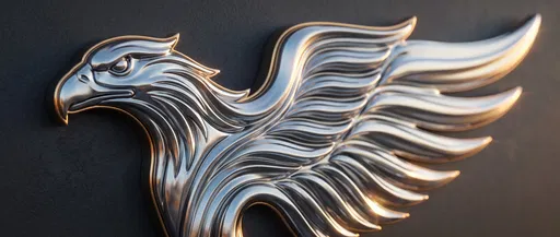 Chrome Eagle Emblem With Golden Reflections