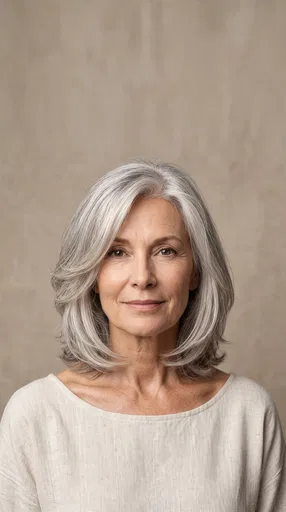 Mature Woman With Silver Long Bob