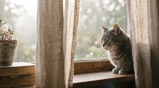 Gray Tabby Cat on Sunny Windowsill