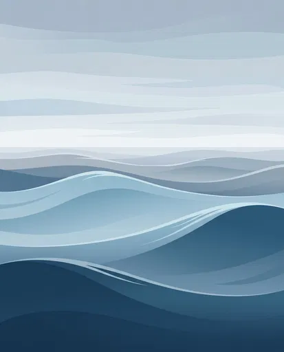 Minimalist Blue Ocean Swells Illustration