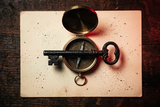 Iron Key on Brass Compass