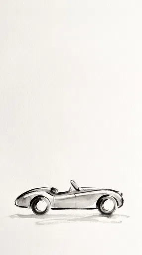 Minimalist Ink Wash Classic Roadster Illustration