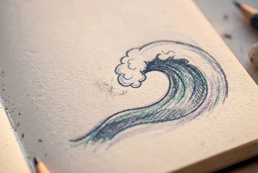 Colored Pencil Sketch of Ocean Wave